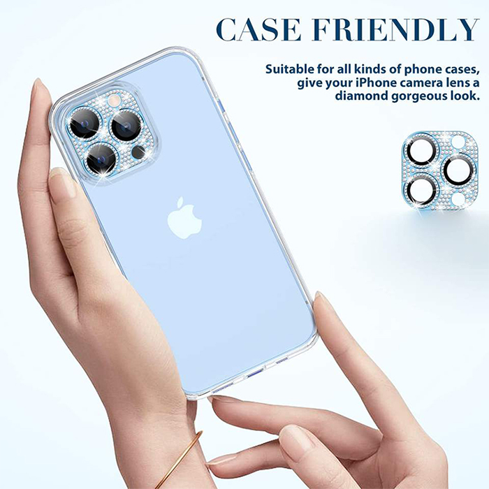 Diamond Glitter Camera Lens Protector for iPhone 15 14 13 12 11 Pro Max Rear  Metal Lens Protectors