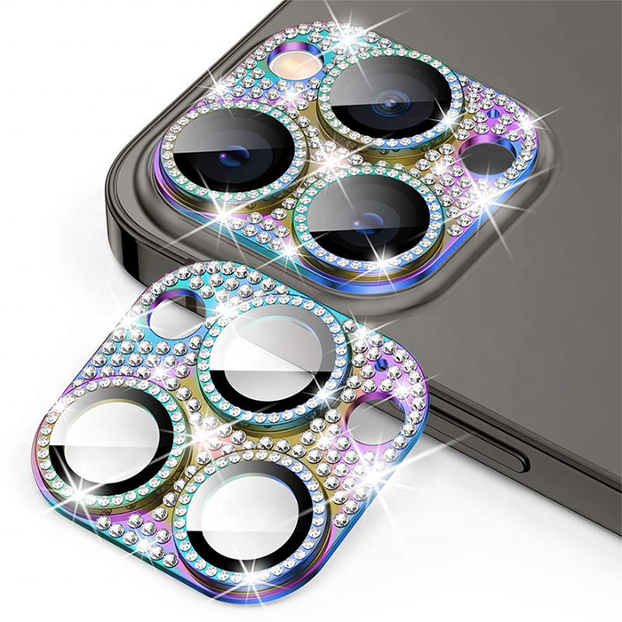 Luxury Camera Lens Screen Protector for iPhone15 14 12 13 11 Pro Max Glitter Bling Diamond Camera Lens Protector