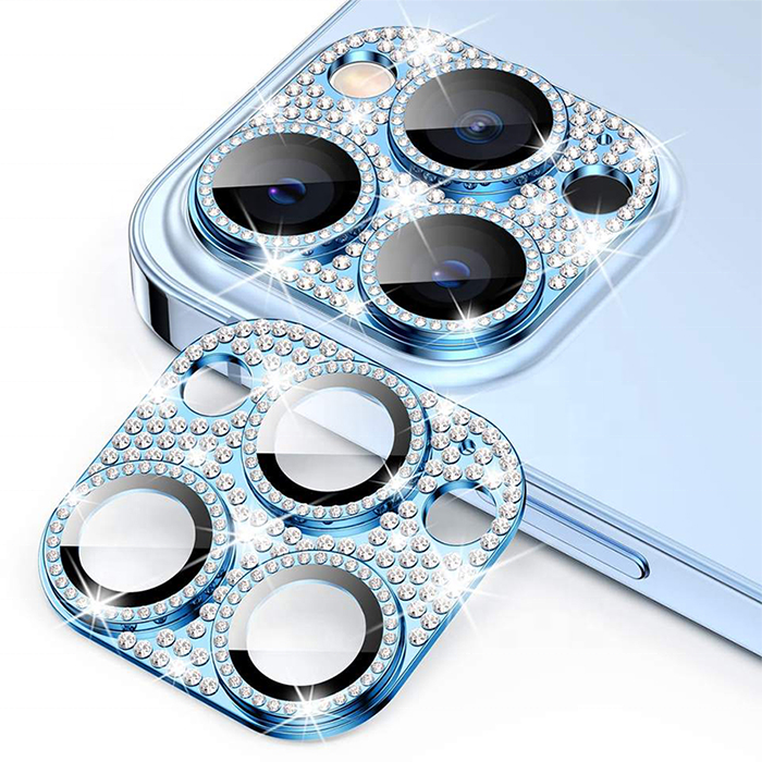 Glitter Bling Diamond Metal Rear Camera Glass Lens Protector For Iphone 15 14 Plus 13 12 11