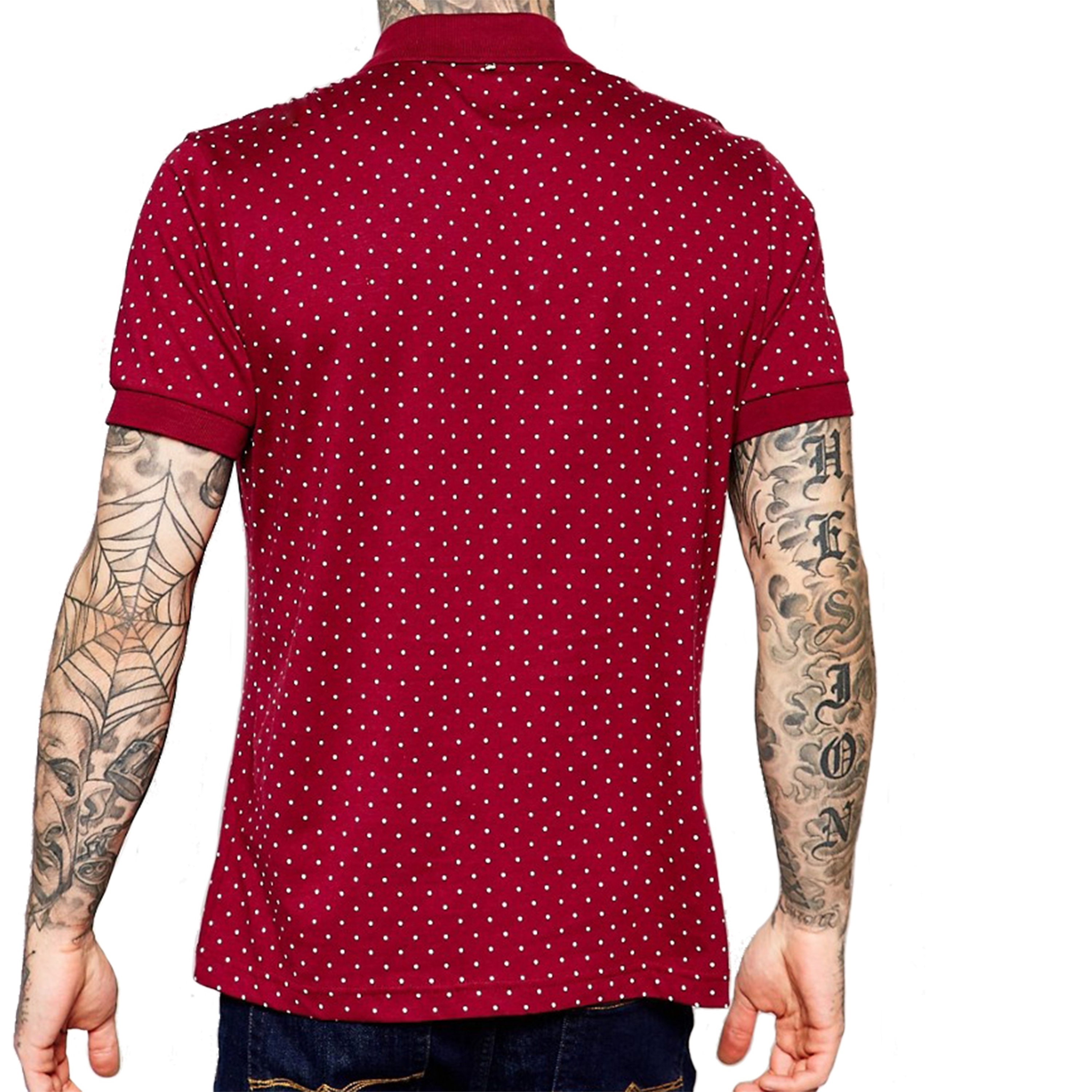 High quality soft touch jersey mens polo shirt with polka dot in burgundy color regular fitted men clothing wear wholesales BD