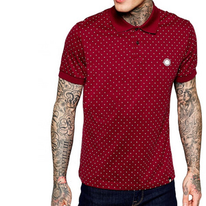 High quality soft touch jersey mens polo shirt with polka dot in burgundy color regular fitted men clothing wear wholesales BD