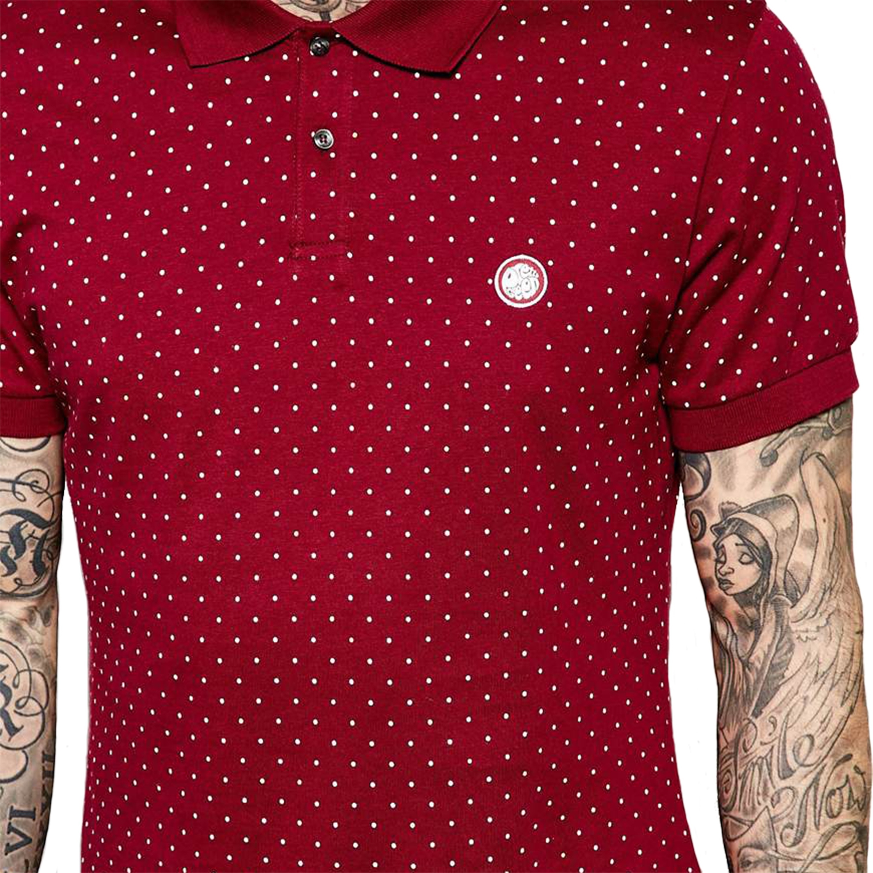 High quality soft touch jersey mens polo shirt with polka dot in burgundy color regular fitted men clothing wear wholesales BD