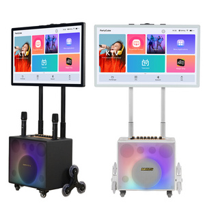 Karaoke Player Machine System in One with 40w Songs Chinese Singing 19 All K Touchscreen KTV Home Bar Android White Power Audio