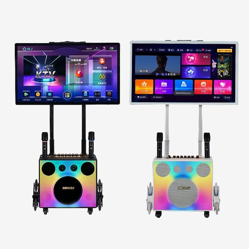 Built-in Portable Power Bank PartyCube KTV Box 3D Surround Sound Professional Karaoke Speakers System With Monitor