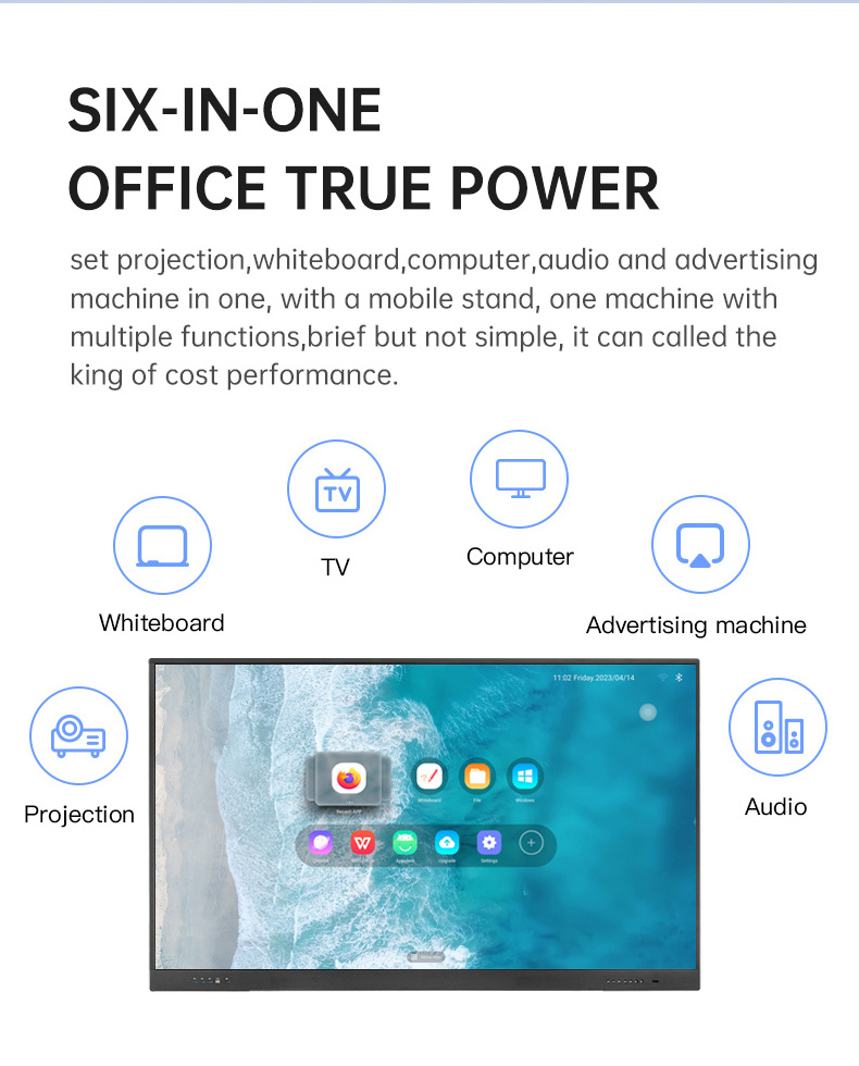 86 inch Android 11.0  high-end level 8 cores interactive smart board interactive flat panel touch screen monitor for teaching