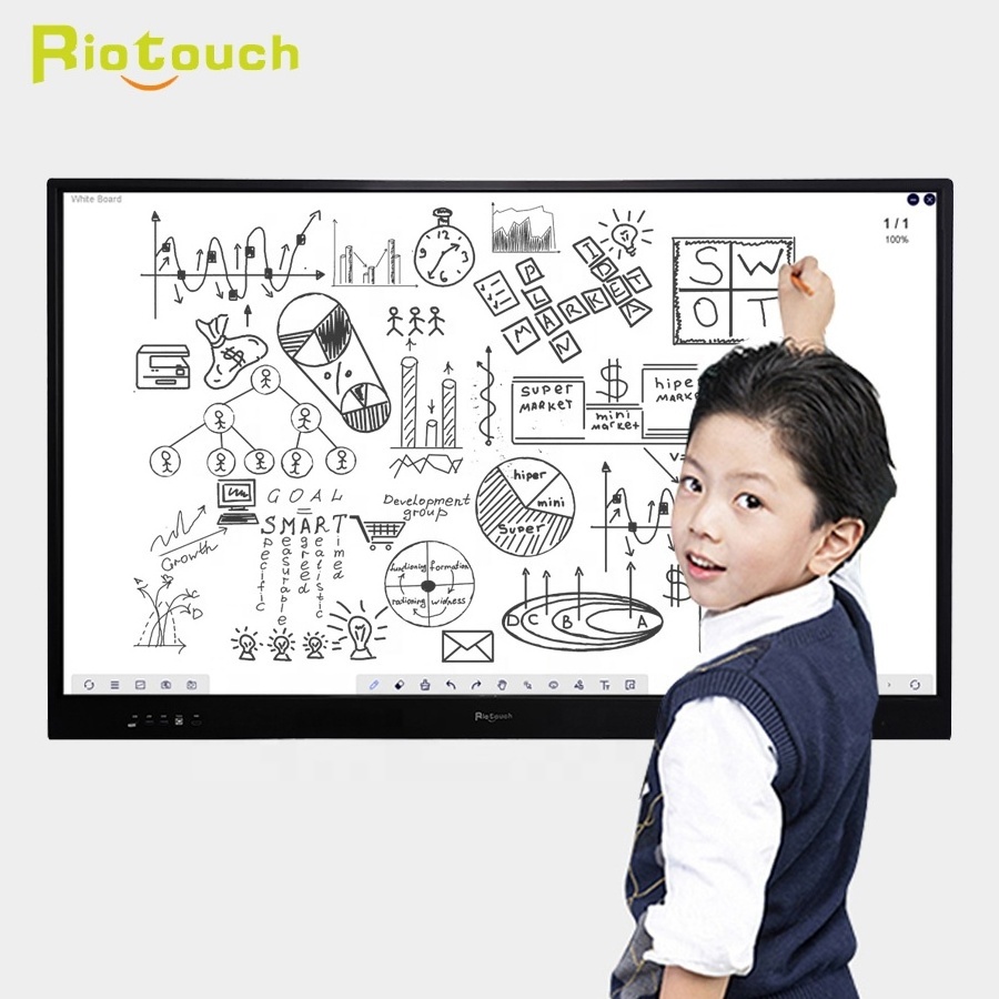 Riotouch 75 inch Interactive Whiteboard With Anti-glasses 20 Touch Portable Interactive Display Device Smart White Board