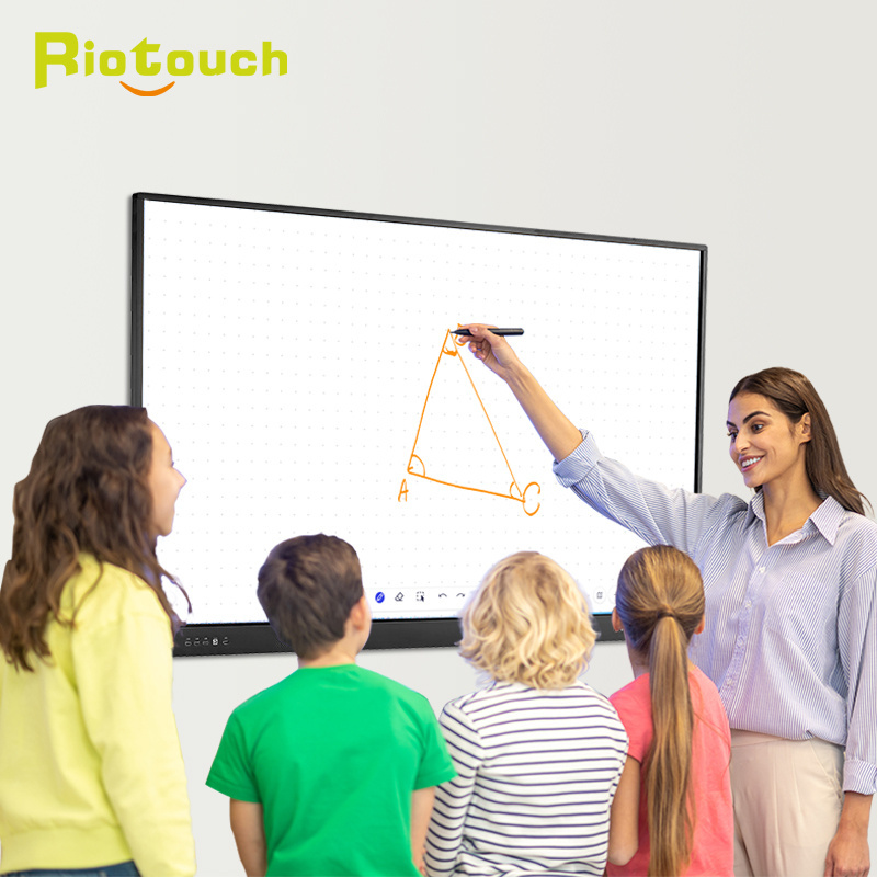 2024 new riotouch 4K android 65 75 86 inch interactive boards touch screen 20 point IR touch panel for school education teaching