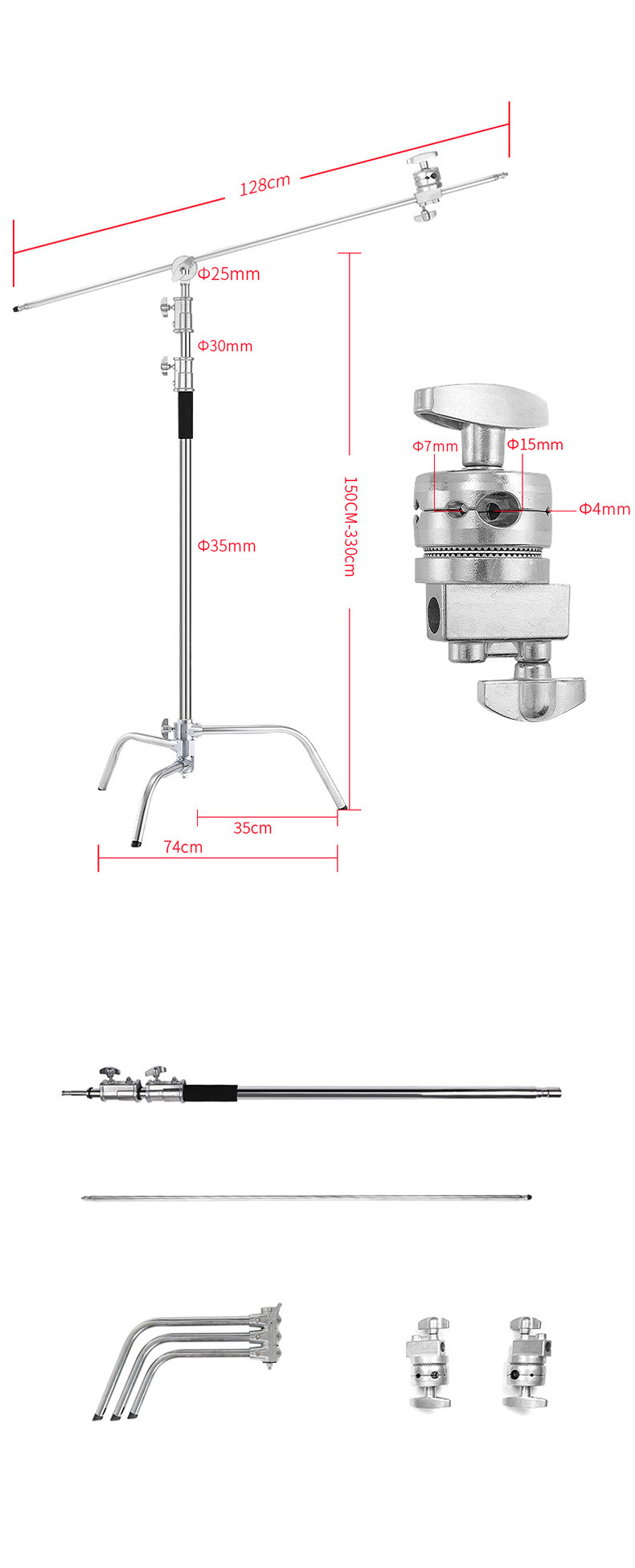 Manufacturer's Photography Magic Leg Lamp Holder C type Stainless Steel Tripod Professional Video Flash Lamp Holder