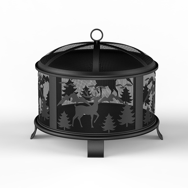 Ripple Chiminea Round Deer Wholesale Reflective  Gas Fire Pit,Wood Burning Linear Portable Fire Ring Fire Pit Lid