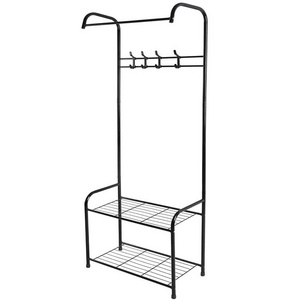 Wholesales China Manufacture Metal Coat Racks Free Sample Modern Clothes Hanger with Shoe Bench with 4 Hooks