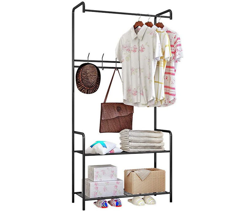 Wholesales China Manufacture Metal Coat Racks Free Sample Modern Clothes Hanger with Shoe Bench with 4 Hooks