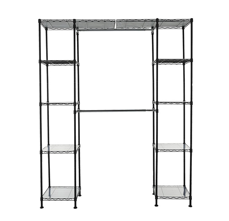 2021 Foldable 5 Tier Clothes Black Drying Rack Rolling Storage Tiers Collapsible Laundry Dryer Wire Rack with Hanging Rack