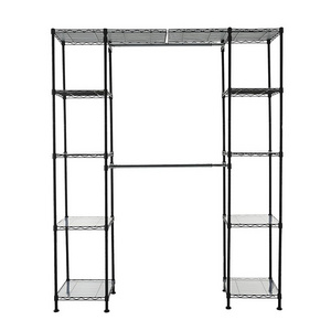 2021 Foldable 5 Tier Clothes Black Drying Rack Rolling Storage Tiers Collapsible Laundry Dryer Wire Rack with Hanging Rack