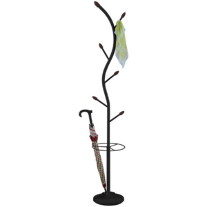 Iron crafts Black Tree Shape Cheap Wire Coat Rack with Umbrella Holder