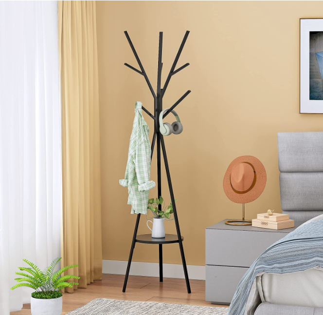 Free Standing Coat Rack with Shelf Purse Storage Rack Modern Tree Coat Rack Stand for Bedroom Living Room