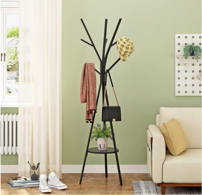 Free Standing Coat Rack with Shelf Purse Storage Rack Modern Tree Coat Rack Stand for Bedroom Living Room