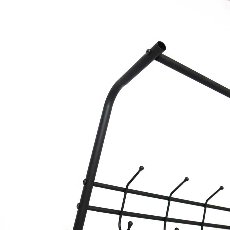 Hot Sale Black Bedroom Store Metal Coat Rack with 3 Tiers Shoes Storage Shelf