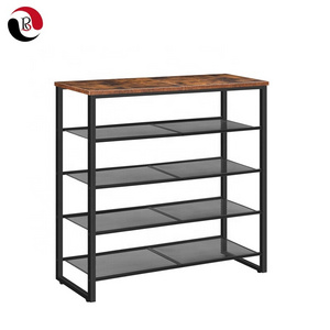 Industrial Saving Space Durable 5-Tier Metal Shoe Rack Shoes Storage Organizer for Entryway Hallway Dorm Room