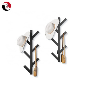 High Quality Entryway Bedroom Vertical Tree Shape Wall Mounted Metal Coat Rack for Hats Jackets Bags