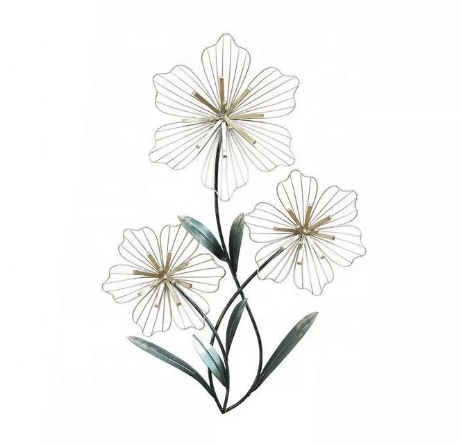 Metal Wire 3 Flower Metal Wall Decor Style Wall Hangings Decoration Accessories Display Rack for Home Decor