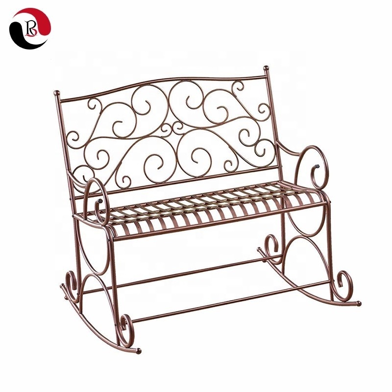 Outdoor Garden Double Seats Metal Rocking Chair