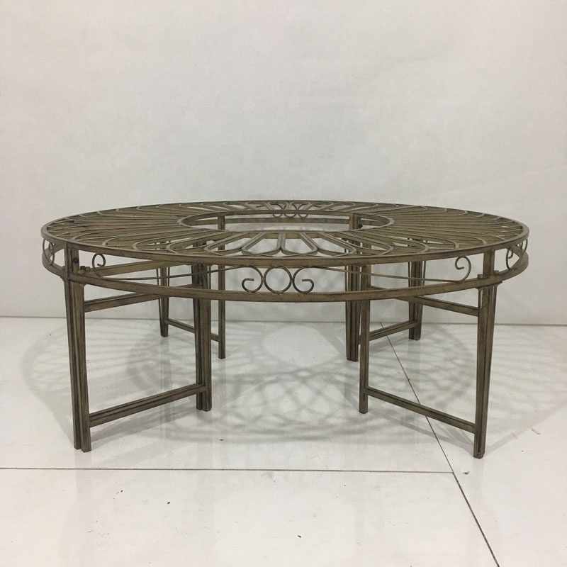 Outdoor Garden Bench Brown Roundabout Circular Metal Garden Tree Bench  Patio Bench