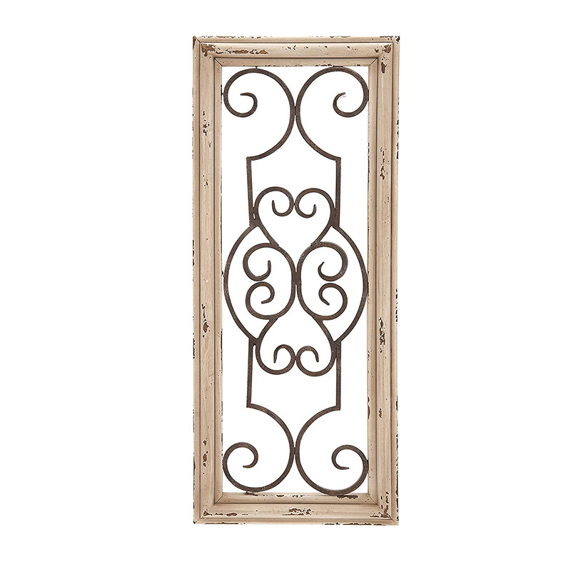 2021 New Arrival Art Rectangle Wire Iron Metal Decoration Items Antique Home Decor Metal Wall Decoration for Living Room