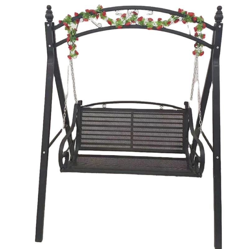 metal Patio  double swing rocking chair indoor balcony hanging chair garden seat wrought iron swing