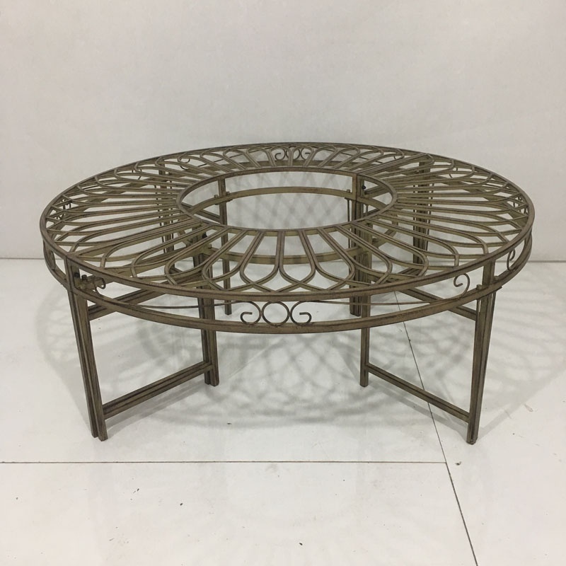 Outdoor Garden Bench Brown Roundabout Circular Metal Garden Tree Bench  Patio Bench