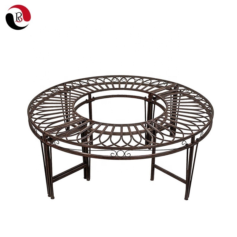 Outdoor Garden Bench Brown Roundabout Circular Metal Garden Tree Bench  Patio Bench