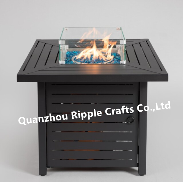 Square Cutting Board Outdoor Propane Stove Gas Fire Pit Table with Windshield Cover and Heating Stone Surface 30 Inch 30-45 Days