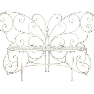 High Quality White Outdoor Patio Decorative Butterfly Shape Metal Garden Bench