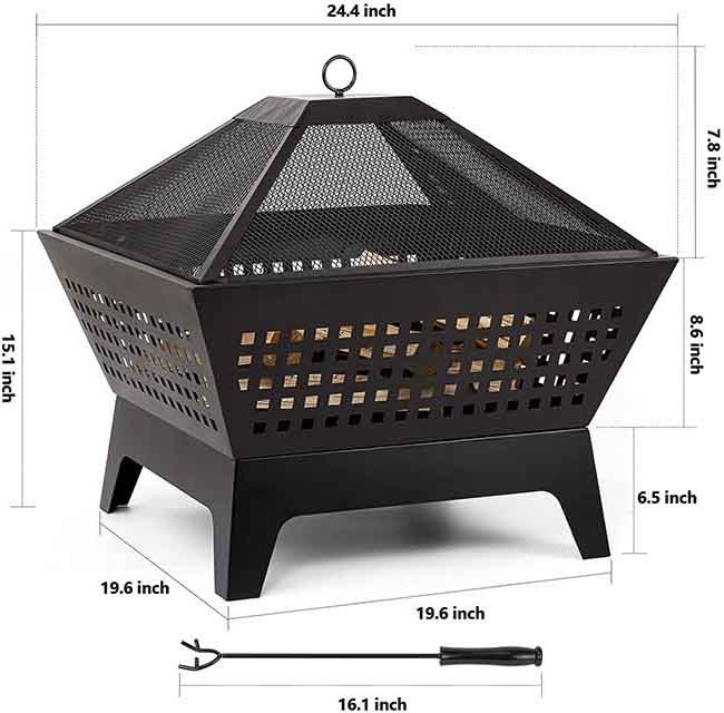 Square Outdoor Custom Shape Globe Garden Furniture Fire Pits Tripod  Natural Gas with Fireplace Accessories