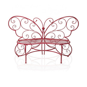 High Quality Red Butterfly Outdoor Garden Patio Two People Metal Bench