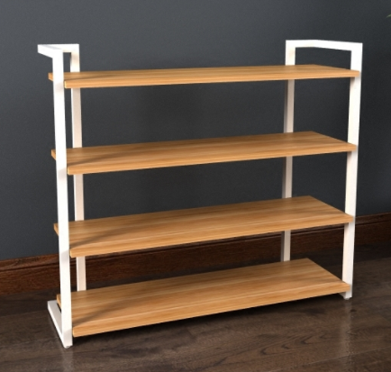 Creative minimalist design 4-layer metal and wood material storage rack shoe rack