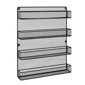 Hot Selling Wall Mounted 4 Tier Metal Spice Rack Spice Storage Shelf