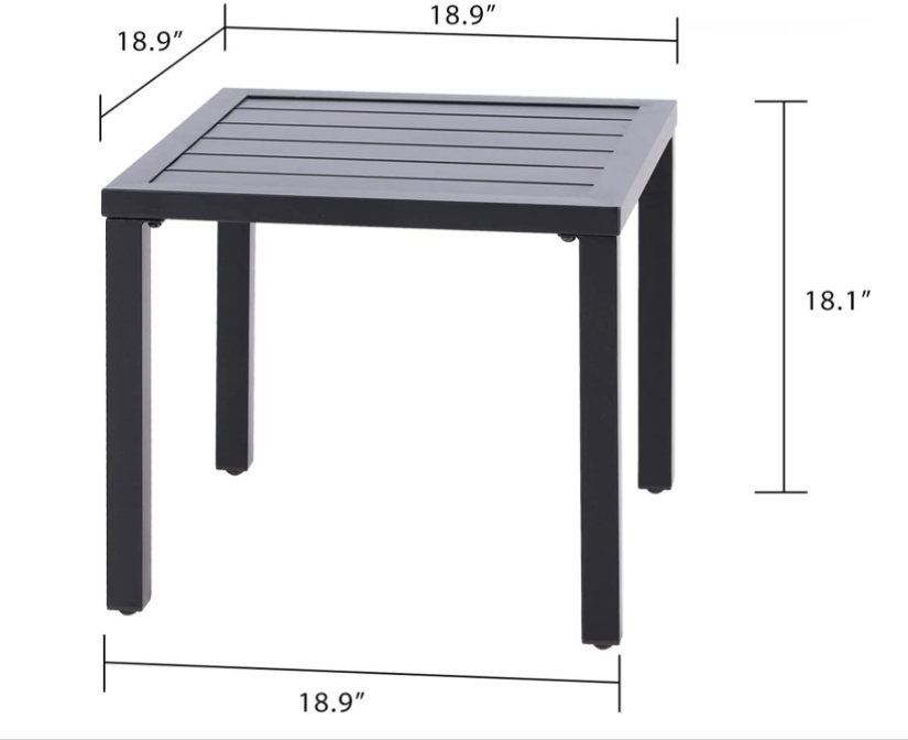 Metal Square portable Outdoor Small Side/End Table Patio Table Patio Coffee Bistro Table