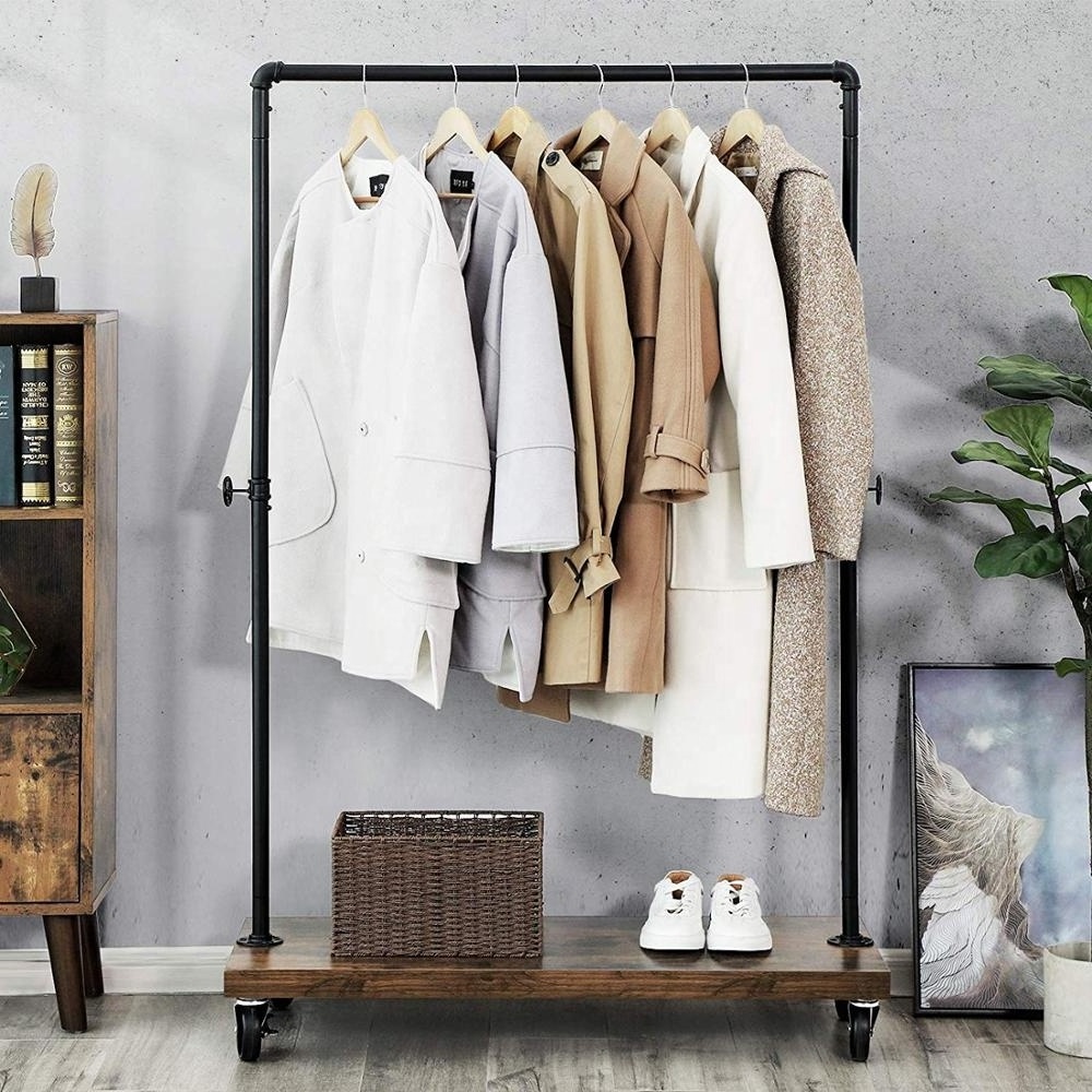 Modern Houseware Heavy Duty Metal Wooden Garment Rack Clothing Rack