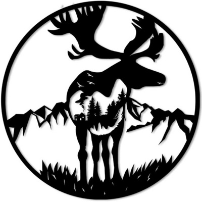 Family Black Round Wall Decor Metal Deer Art Outside Hanging Decorations Living Room Iron Custom for Living Room Bedroom Support