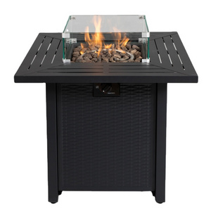 Propane Fire Pit Table, 28 Inch Outdoor Gas Auto Ignition with Lid, Lava Rocks, Ceramic Tabletop, 40,000 BTU Adjustable Flame