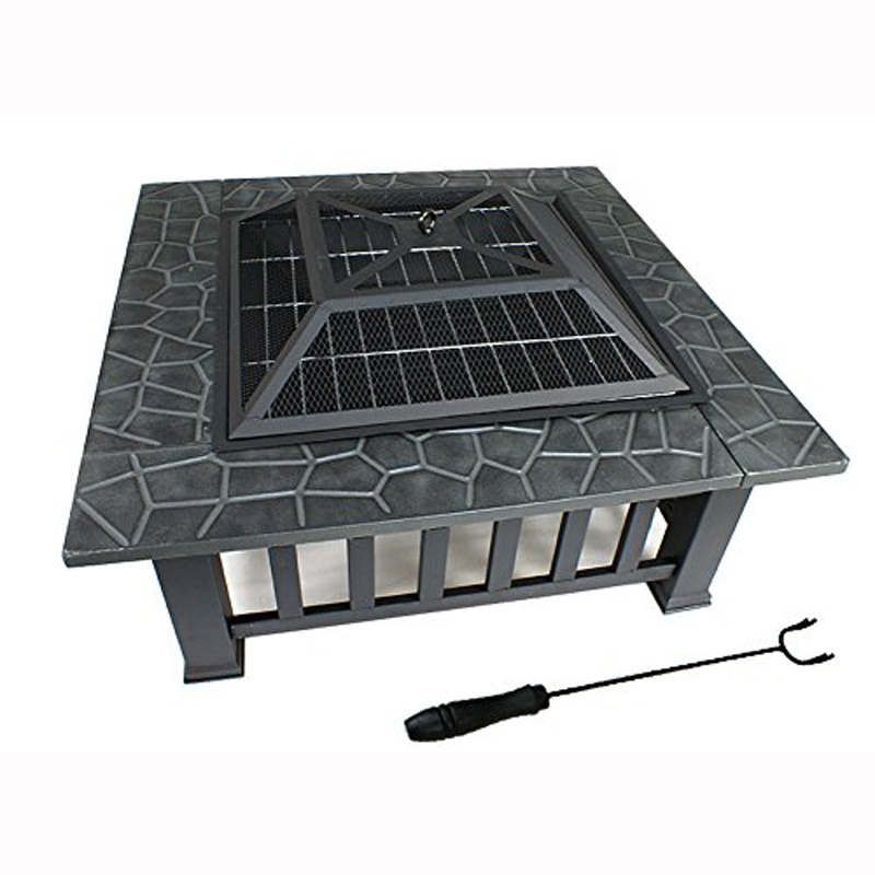 Safe Durable and Rust-resistant Square Mosaic Tile Top Fire Pit Table