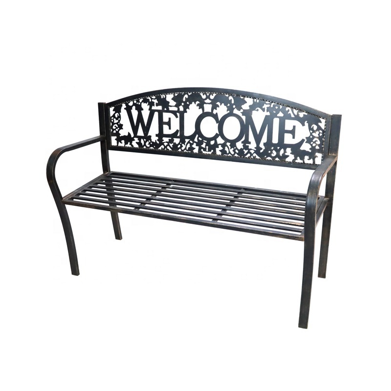 Customized Design Antique Copper Welcome Backrest Metal Garden Bench