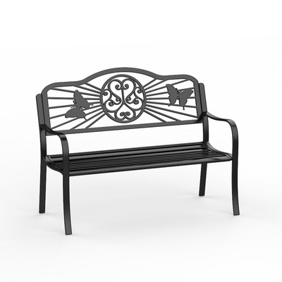 Laser Cut Butterfly Shape Pattern Unique Black Garden Bench Outdoor Bench Patio Bench Decorative