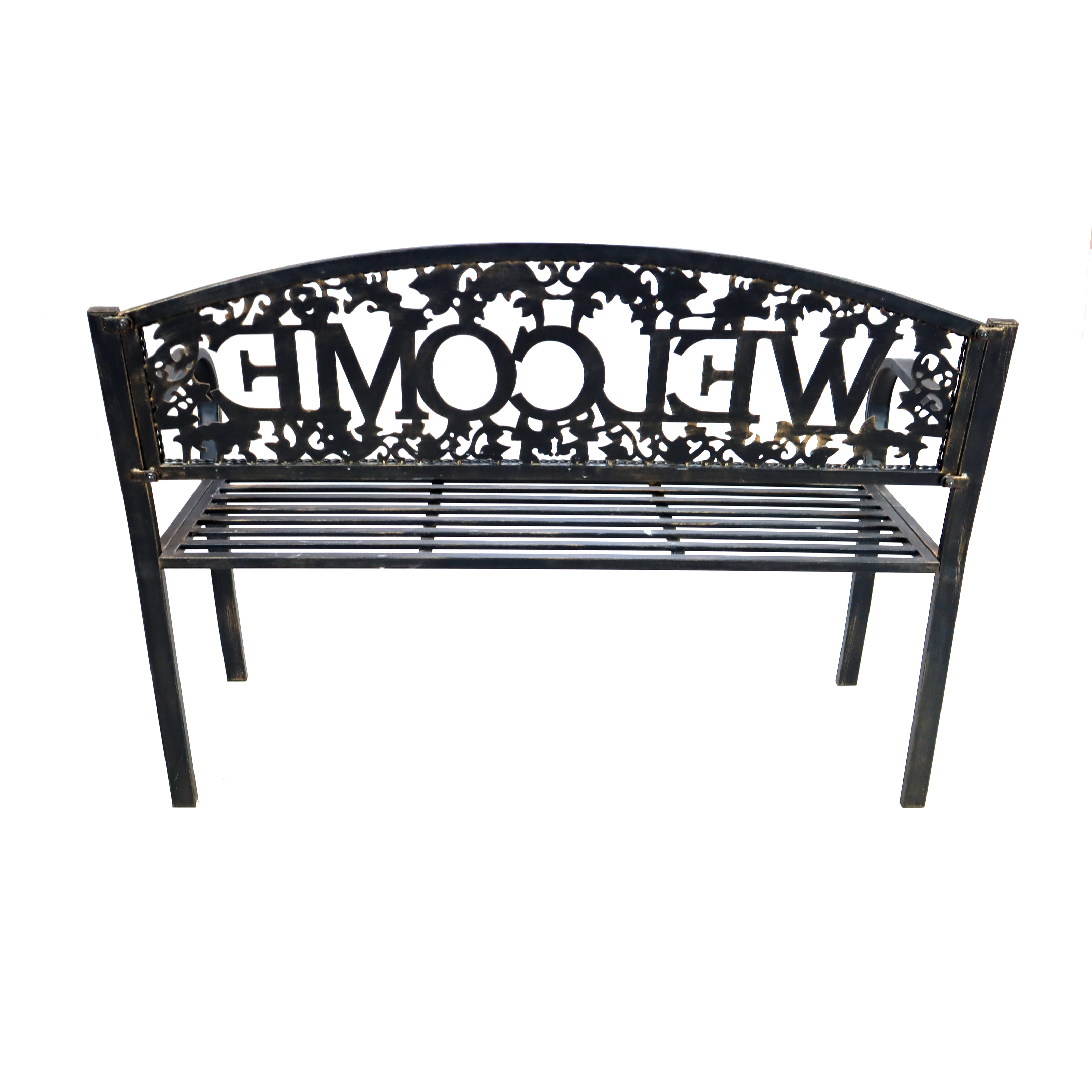 Factory Metal Welcome Outdoor Rustic Cast Iron Garden Bench For Outside Park Patio Furniture Chairs