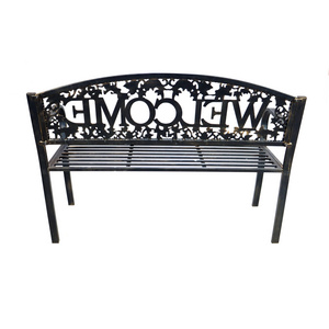 Factory Metal Welcome Outdoor Rustic Cast Iron Garden Bench For Outside Park Patio Furniture Chairs