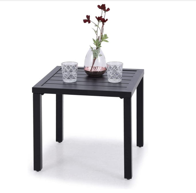 Metal Square portable Outdoor Small Side/End Table Patio Table Patio Coffee Bistro Table