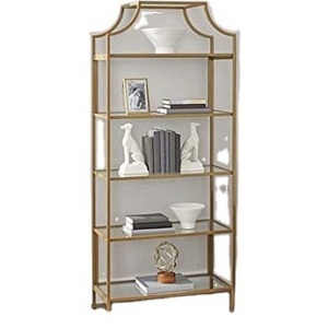 Metal Industrial Book Shelves and Bookcase Free Standing Storage Display Shelves Home Furniture Top Sales 5-shelf Gold Black