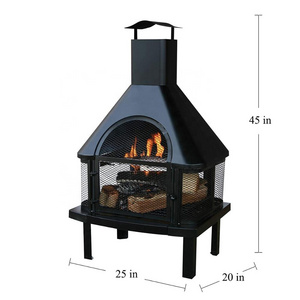 45 in. Large Capacity Outdoor Fire Pit Fireplace with Chimney