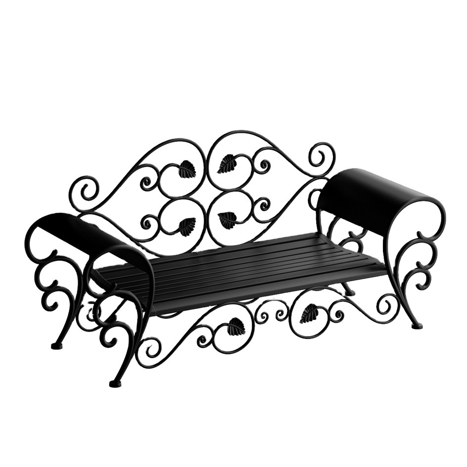 Factory Wholesale Best Product Choice Outdoor Customized Leaf Pattern Black Bench Garden