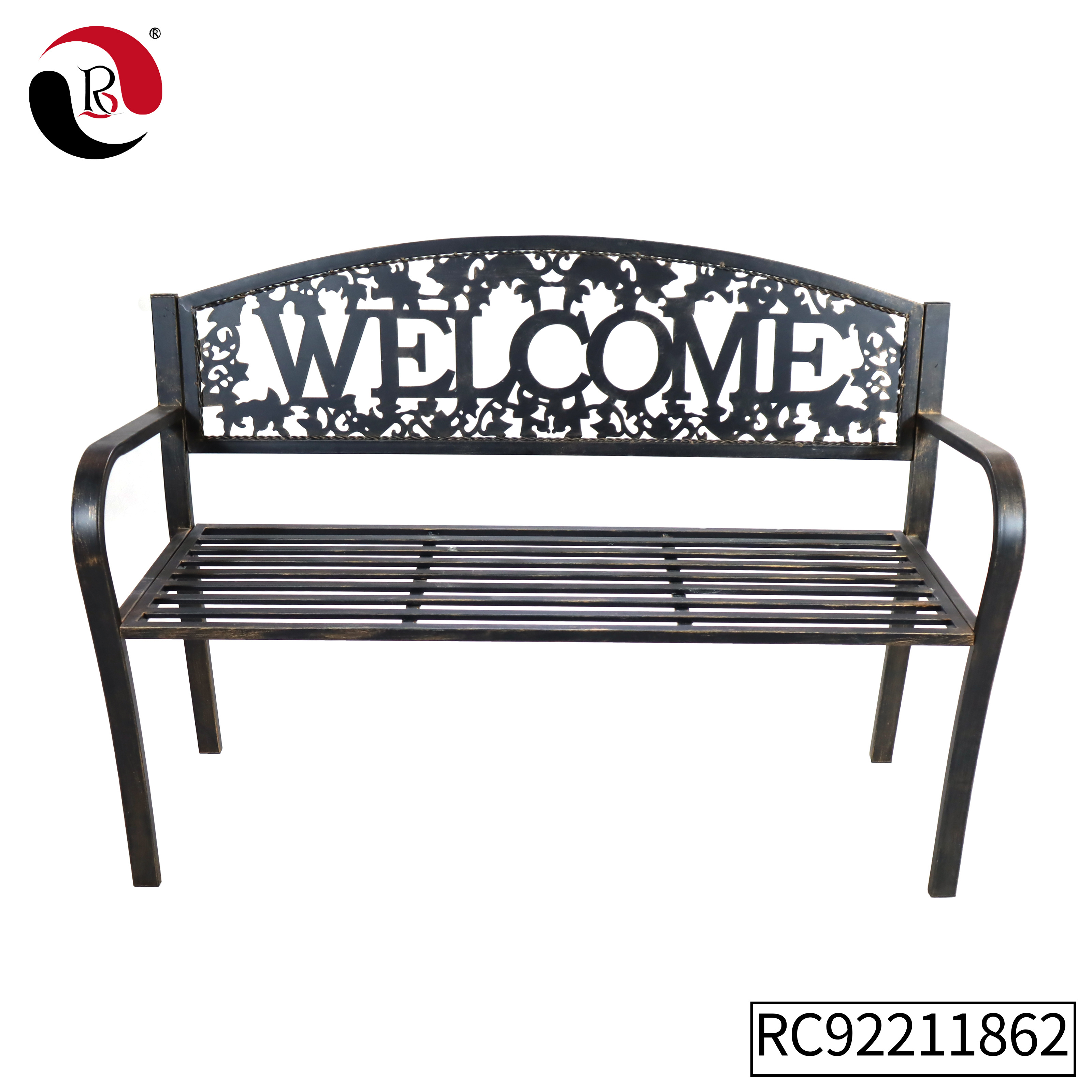 Factory Metal Welcome Outdoor Rustic Cast Iron Garden Bench For Outside Park Patio Furniture Chairs